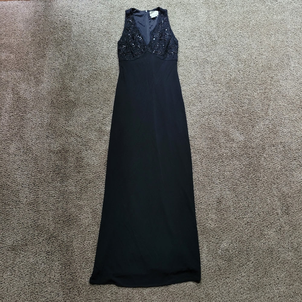 Cache Womens Dress 4 Sequin Embroidery Maxi V Neck Sleeveless Gown Prom Goth VTG